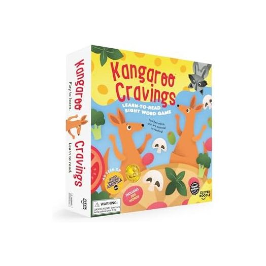 Clever Noodle. Kangaroo Cravings Award-Winning Learn-to-Read Board Game for Kids PreK-3rd Grade - 300 High-Frequency Sight Words - Science of Reading, Multisensory Fun - Farewell Flash Cards.