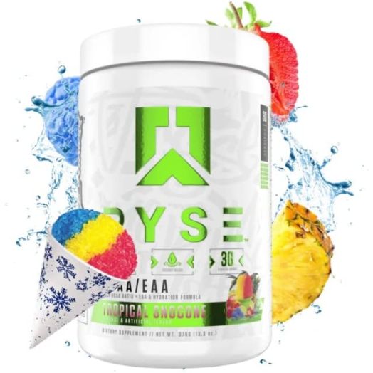 Ryse BCAA + EAA | Ryse Up Supplements | Fuel Your Greatness | Hydration, Recovery, Branch Chain and Essential Amino Acids, 30 Servings (Tropical Snocone)