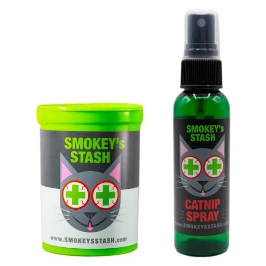 Smokey's Stash Cat Catnip Spray and Dried Organic Catnip Combo Maximum Potency cat nip Bundle