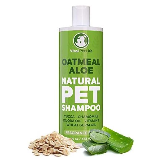 Dog Shampoo with Oatmeal, Aloe Vera, Chamomile, Jojoba Oil, Vitamin E - Natural Ingredients, Helps Allergies Dry Coats & Itchy Sensitive Skin, No Parabens or Artificial Dyes, 16 oz