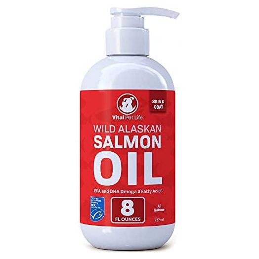 Salmon Oil for Dogs & Cats, Fish Oil Omega 3 EPA DHA Liquid Food Supplement for Pets, Wild Alaskan 100% All Natural, Supports Healthy Skin Coat & Joints, Natural Allergy & Inflammation Defense