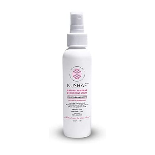 Kushae Feminine Deodorant Spray – OB/GYN Made, All Natural, Prevent Odors in Intimate Areas Due to Sweat from Workouts, Busy Days, Warm Climates, Hormonal Changes, Made in USA