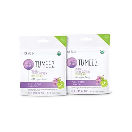 Tumeez Organic Tummy Soothing Pops with Honey for Kids for Upset Stomachs (from the makers of Lolleez), Grape and Apple, 10 Count (Pack of 2), 20 Count