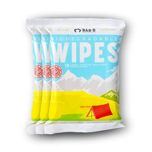 BAR-D Biodegradable Body Wipes for Camping | Aloe Vera, Tea Tree Oil, Chamomile | Body Wipes for Women and Men | Shower Wipes for Travel, Backpacking, Festivals | Biodegradable Wipes | Deodorant Wipes (3-Pack, 10 Wipes/Pack)