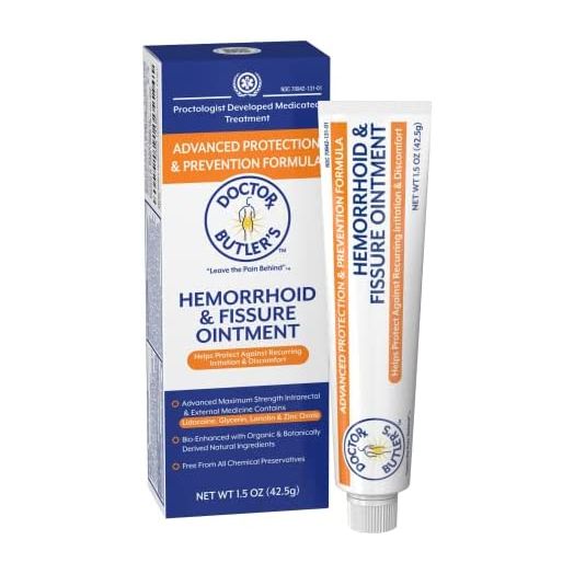 Doctor Butler's Advanced Hemorrhoid & Fissure Ointment - Lidocaine Hemorrhoid Treatment That Helps Protect Skin While Healing for Fast Acting Pain Relief, and Itch Relief* (1.5 oz. Tube)
