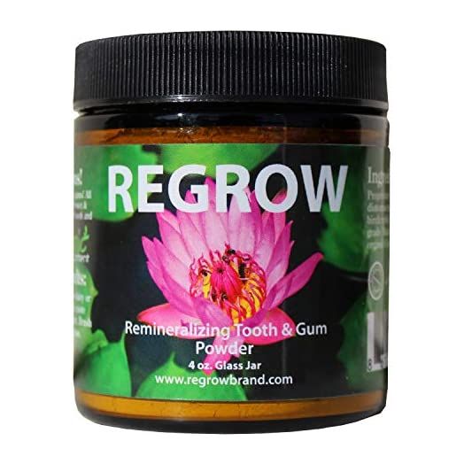 REGROW Remineralizing Tooth Powder - Stop Sensitive Teeth and Gums - Whiter Teeth Naturally - Cleans, Heals, & Protects Teeth and Gums - All Natural - 4oz Glass Jar