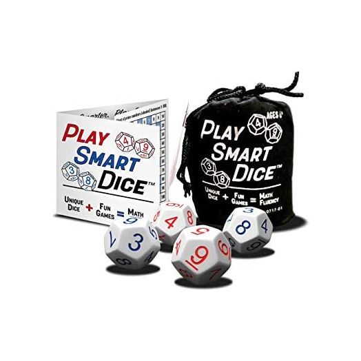 PlaySmart Dice: Uniquely Numbered Dice System with 5 Fun Math Games That Helps Kids Master Addition and Multiplication Skills