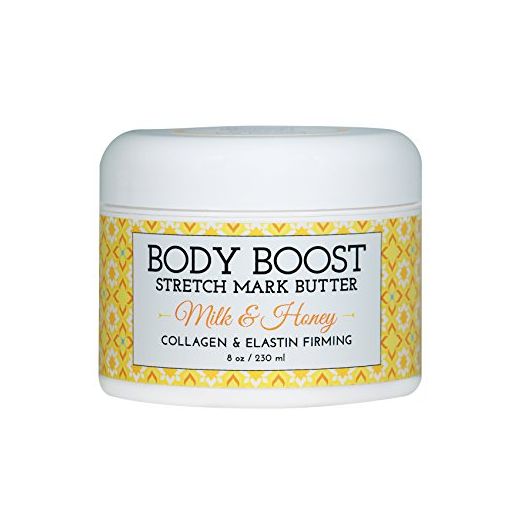 Body Boost Milk & Honey Stretch Mark Butter 8 oz.- Safe for Pregnancy and Nursing- Repair Stretch Marks and Scars- Paraben, Phenoxyethanol Free