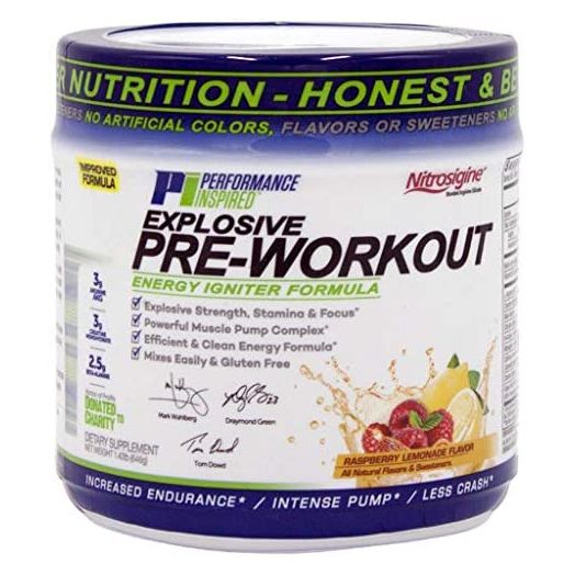 Performance Inspired Nutrition Pre-Workout Powder - All Natural - G-Free & Vegan Formula - Contains Citrulline - Nitrosigine - Green Tea - Arginine - Beta Alanine - Raspberry Lemonade - 23.84 Ounce