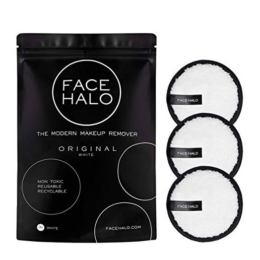 Face Halo | Reusable Makeup Remover Pads, Round Makeup Remover Pads for Heavy Makeup & Masks - Microfiber Makeup Remover Wipes for Mascara, Eye Shadow, Foundation (Original - 3 Pack)