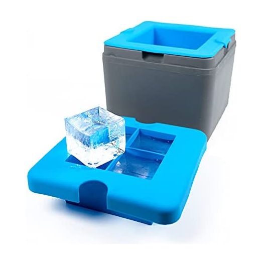 True Cubes Clear Ice Maker, Clear Ice Cube Mold - 4 Ice Cube Tray for Whiskey, Cocktails and Drinks - BPA-free Silicone Crystal Clear Ice Cube Tray for Freezer