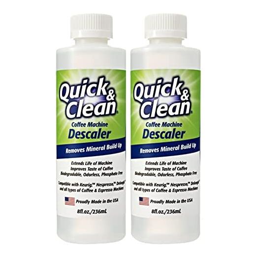 2-Pack Descaler (2 Uses Per Bottle) - Made in the USA - Descaling Solution for Keurig, Nespresso, Ninja, Delonghi, Coffee and Espresso Machines - By Quick & Clean