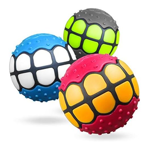 Dog Balls Toys Squeaky Fetch - Rubber Funny Ball Gifts for Large Medium Dogs (Variety Pack)