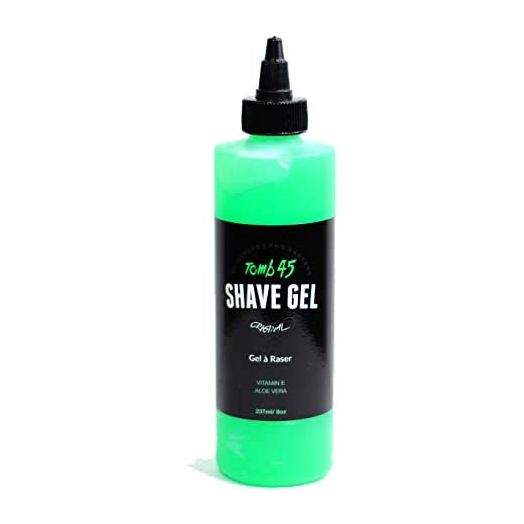 Tomb 45 Shave Gel for Men, Non-Foaming Fresh Scent Clear Shaving Gel with Skin Replenishing Vitamin E and Soothing Aloe Vera, Sensitive Skin Moisturizer 8oz