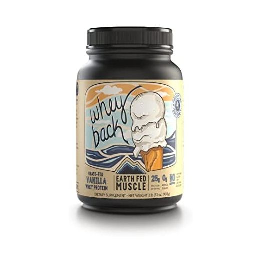 Earth Fed Muscle Whey Back Vanilla Truly Grass Fed Whey 2lb - No Fillers, Flow Agents, or Synthetic Blends, Soy Free, Non GMO and Hormone Free