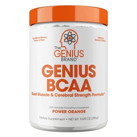 Genius Bcaa Powder with Focus & Energy – Multiuse Natural Vegan Preworkout Bcaas for Mental Clarity and Faster Muscle Recovery, Orange, 21sv, 286g