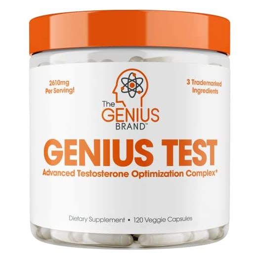 Genius Test - The Smart Testosterone Booster For Men | Natural Energy Supplement, Brain & Libido Support, Fat Loss | Muscle Builder with Ksm-66 Ashwagandha, Shilajit and Tongkat Ali, 120 Veggie Pills
