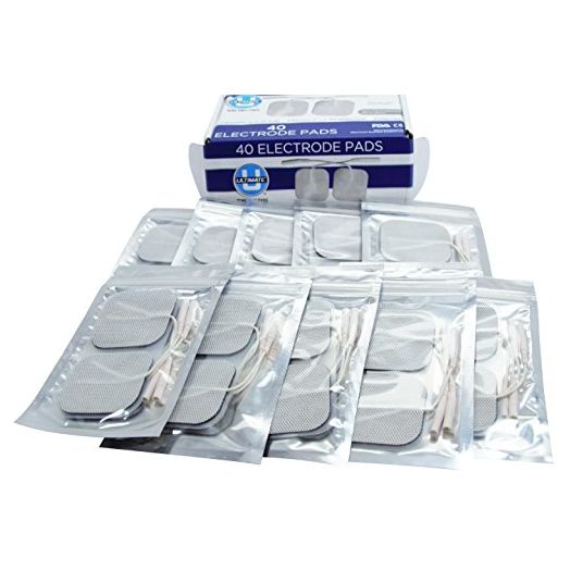 U Ultimate TENS Unit Replacement Pads - Pack of 40 Compatible, Adhesive & Reusable 2 x 2" Electrode Stimulator Patches for Muscle Stimulation and Electrotherapy w/Resealing Bag