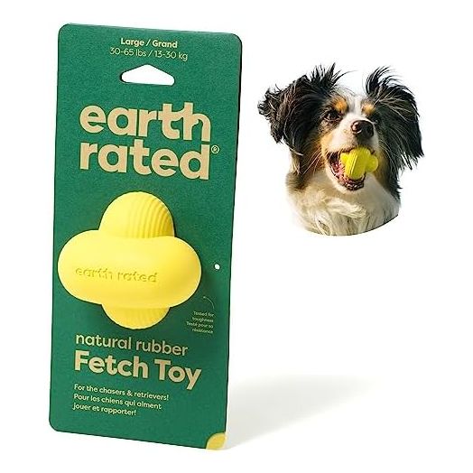 Earth Rated Dog Ball, Interactive Fetch Toy for Small, Medium, and Large Breeds, Comes in Multiple Sizes, Made with Natural Rubber, Perfect for Indoor and Outdoor Use, Large, Yellow