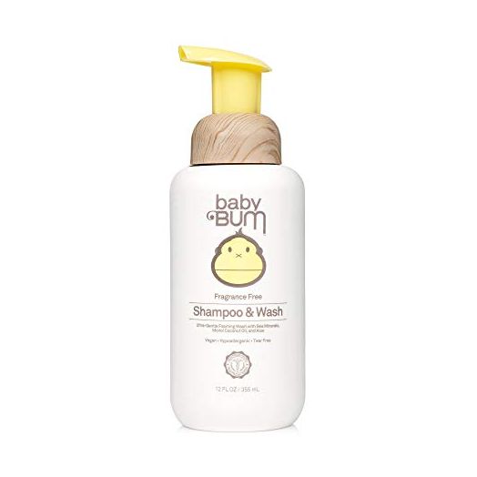 Baby Bum Shampoo & Wash | Tear Free Foaming Soap for Sensitive Skin with Nourishing Coconut Oil | Fragrance Free | Gluten Free and Vegan | 12 FL OZ