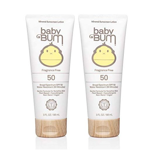 Baby Bum Mineral Sunscreen Lotion | SPF 50 | UVA, UVB Face and Body Protection | Fragrance Free Safe for Sensitive Skin | Travel Size | 3 Ounce | Pack of 2