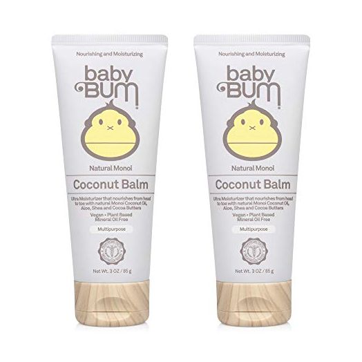 Baby Bum Natural Monoi Coconut Balm- 100% Natural Coconut Oil - Sensitive Skin Safe - Travel Size - 3 ounce (Pack of 2) (Travel Tube)