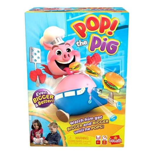 Goliath Pop The Pig - Bigger & Better - Belly-Busting Fun as You Feed Him Burgers and Watch His Belly Grow, Multi Color