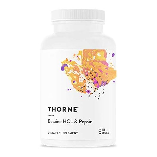 Thorne Research - Betaine HCL & Pepsin - Digestive Enzymes for Protein Breakdown and Absorption - 225 Capsules