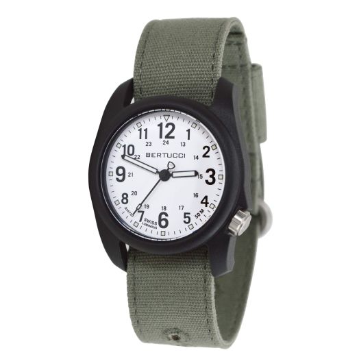 BERTUCCI Mens DX3 Spruce Comfort Canvas Band White Analog Dial Quartz Watch