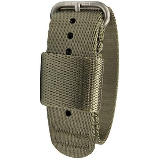 Bertucci Mens G–Type Comfort-Webb Field Drab Nylon Webbing Strap Matte Stainless Steel Buckle Watch Band