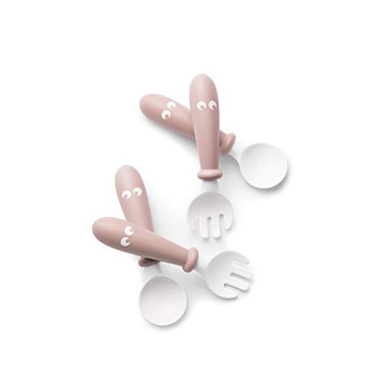 BABYBJÖRN Baby Spoon and Fork, 4 Peices, Powder Pink