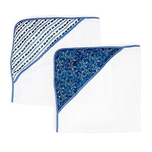 Spasilk Baby 2 Pack Soft Terry Towel with Muslin Printed Hood