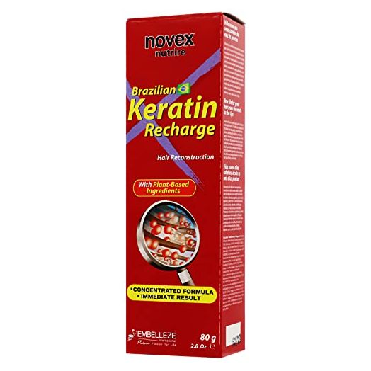 NOVEX Keratin Recharge Leave In Conditioner, Reconstructive Keratin, Frizz Control and Damage Repair, 2.8 Oz