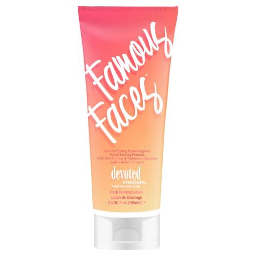 Devoted Creations Famous Faces Skin Perfecting Hypoallergenic Facial Tanning Lotion, 3.4 Fl. Oz.