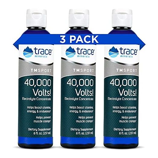 Trace Minerals | 40,000 Volts Liquid Electrolyte Concentrate Drops | for Hydration, Leg and Muscle Cramp Relief | Ionic Trace Minerals, Magnesium, Potassium, Boron | 48 Serving Bottle (Pack of 3)