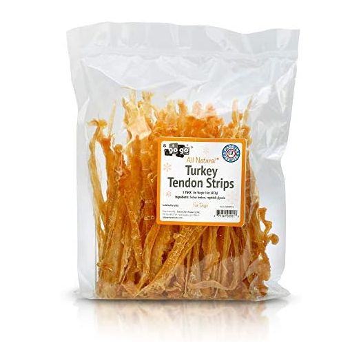 GoGo Turkey Tendon Strips Dog Chew Treats Sourced and Made in The USA (1 lb.)