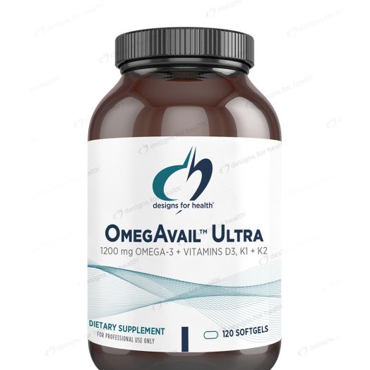 Designs for Health OmegAvail Ultra with Vitamin D3, K1 and K2 - 120 Softgels