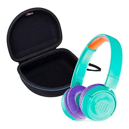 JBL JR 300BT Kids On-Ear Wireless Headphone Bundle with gSport Deluxe Travel Case (Teal)