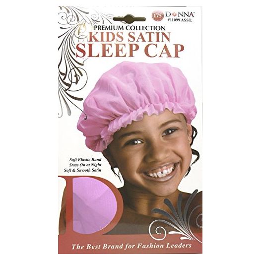 Donna Premium Collection Kids Satin Sleep Cap #11099 Pink, Soft elastic band, stays on during the night, keeps hair in place, soft satin, smooth satin