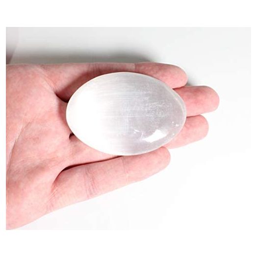 MINERALUNIVERSE Natural Selenite Crystal Palm Stone Worry Stone – Healing Stone - Large Crystal Selenite Spiritual Healing Massage Palmstone