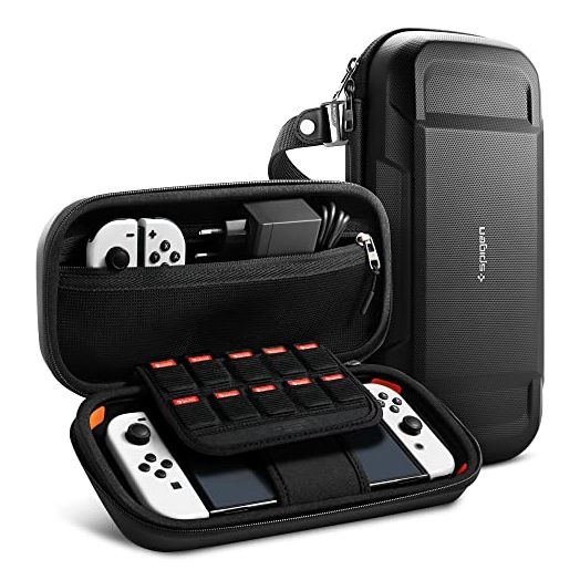 Spigen Rugged Armor Pro for Nintendo Switch OLED/Switch, Joy Con & AirTag Holder