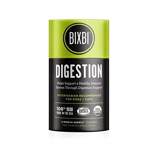 BIXBI Dog & Cat Clean Digestion Support, 2.12 oz (60 g) - All Natural Organic Pet Superfood - Daily Mushroom Powder Supplement - USA Grown & USA Made - Veterinarian Recommended for Dogs & Cats