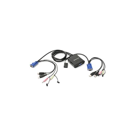 2PORT USB CABLE KVM SWITCH W/ AUDIO & MIC W/BUILT-IN BONDED CABLE