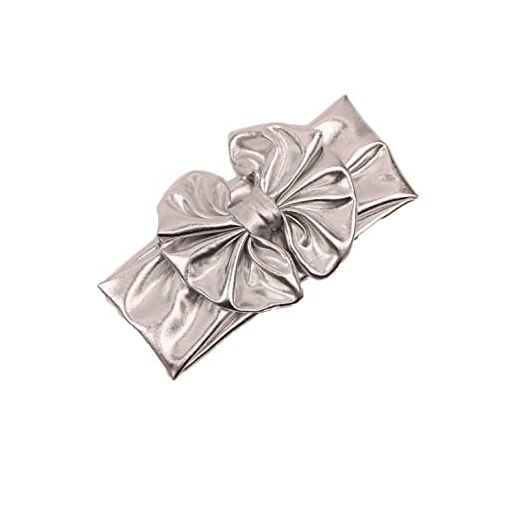 Baby Girls Bronzing Gilding Headband Floppy Metallic Messy Big Bows HeadWrap JA61 (-Silver)