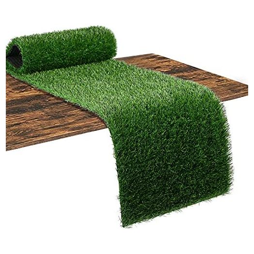 XLX TURF Grass Table Runner 12 x 36 Inch, Green Artificial Tabletop Decor for Wedding, Birthday Party, Banquet, Baby Shower