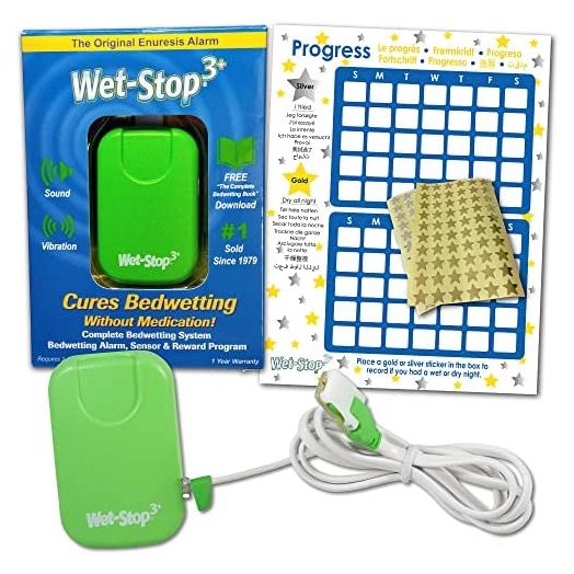Wet-Stop 3 Green Bedwetting Enuresis Alarm with Loud Sound and Strong Vibration for Boys or Girls, Proven Solution for Bedwetters…