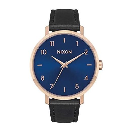 Nixon Women's Arrow Stainless Steel Japanese-Quartz Watch with Leather-Synthetic Strap, Black, 16.76 (Model: A10912763)