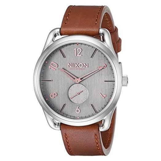 Nixon Men's A4652064-00 C45 Leather Analog Display Quartz Brown Watch