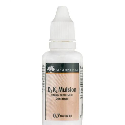 Genestra D3 K2 Mulsion, Citrus Flavor - 0.7 fl. oz (20 ml)