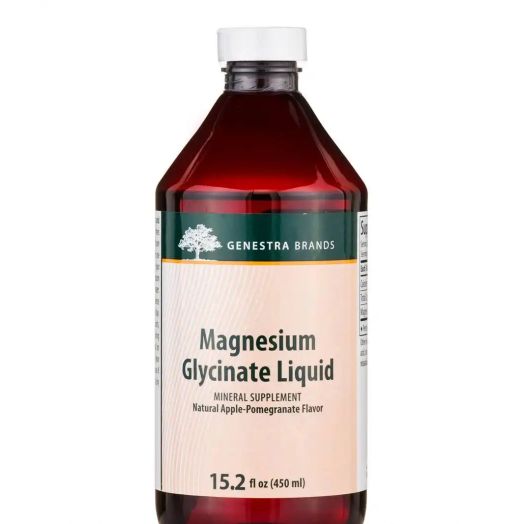 Genestra Magnesium Glycinate Liquid, Natural Apple-Pomegranate Flavor - 15.2 fl. oz (450 ml)